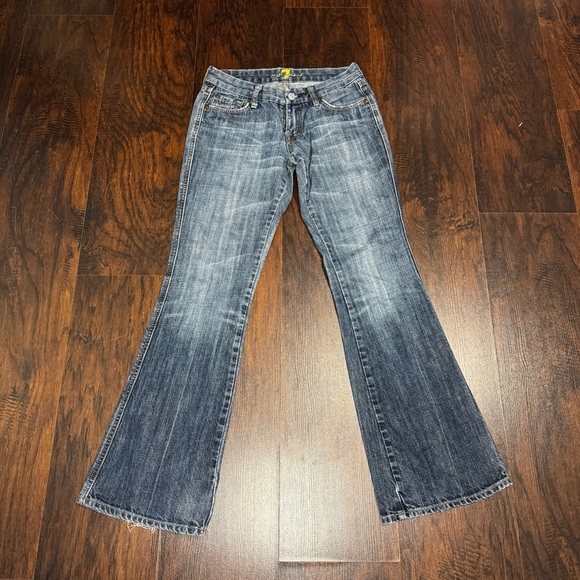 7 For All Mankind A Pocket Women's Blue Boot Cut Flared Jeans Vintage y2k 26 - Picture 1 of 15